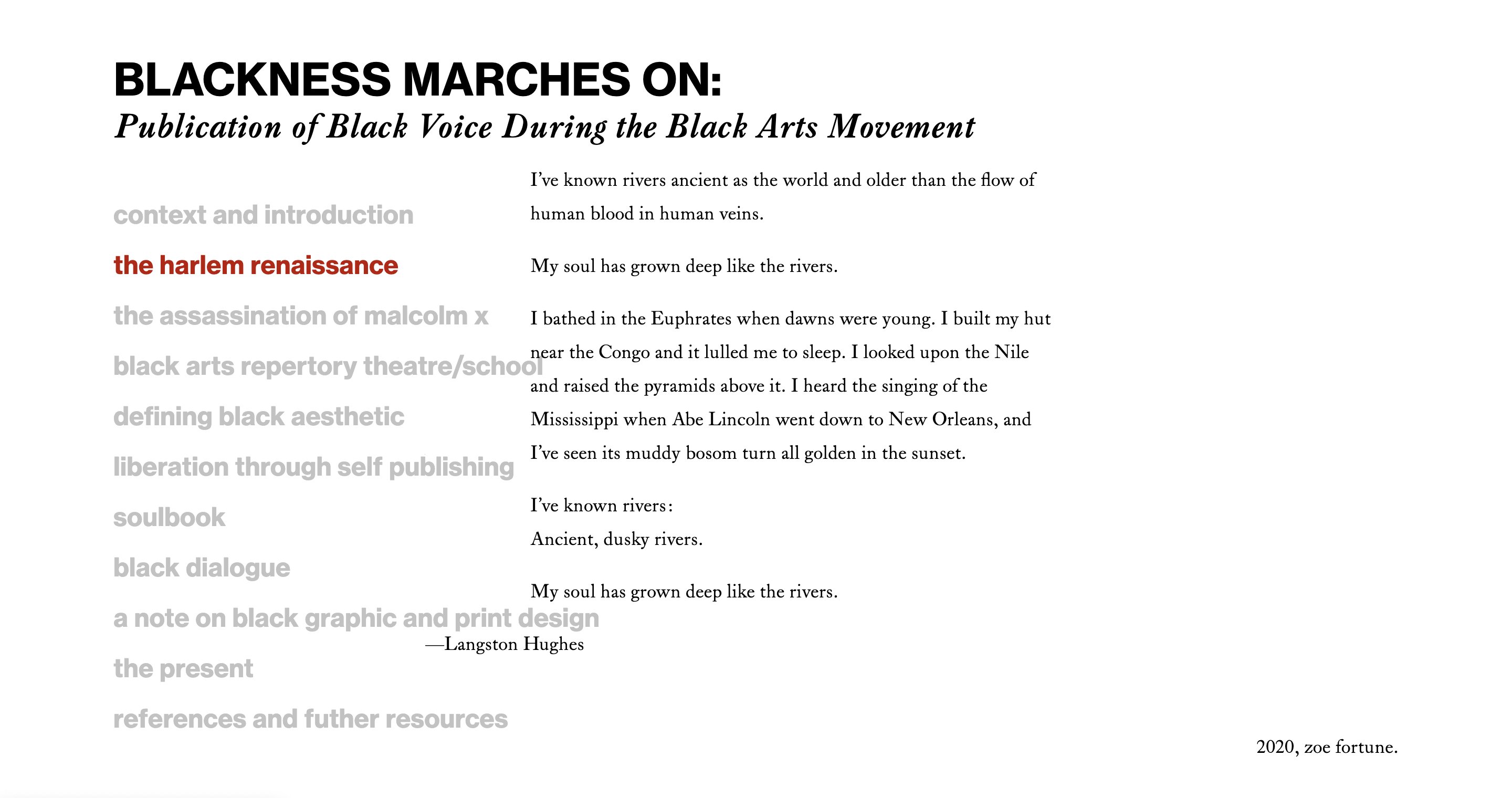 screen capture of black arts movement website